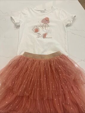 MinyMo Organic Cotton Tee with Matching Tulle Skirt. Girls Size 8Y/128